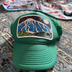 Sugarloaf Mountain Maine Green Trucker Hat w/ painted Patch by Abby Paffrath